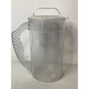 Pampered Chef Clear‎ Plastic Pitcher w/ Stir Rod Lid Made in USA Vintage